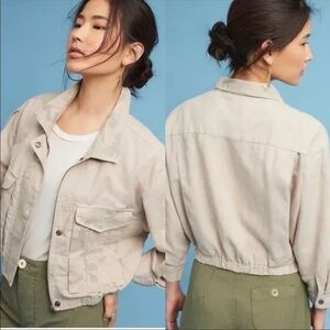 Anthropologie Hei Hei Ronan Linen cropped camo jacket